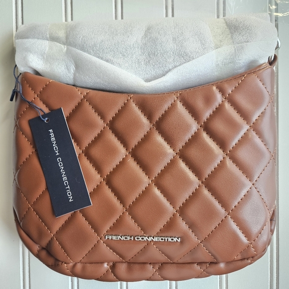 NWT!!! French Connection Brown Quilted Shoulder/Crossbody Bag - Picture 1 of 3